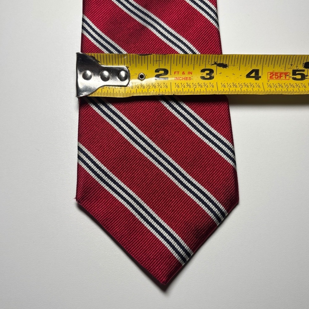 Brooks Brothers 346 Striped Repp Tie Red‎ Silver Silk Necktie Made In USA Tie - Picture 5 of 5